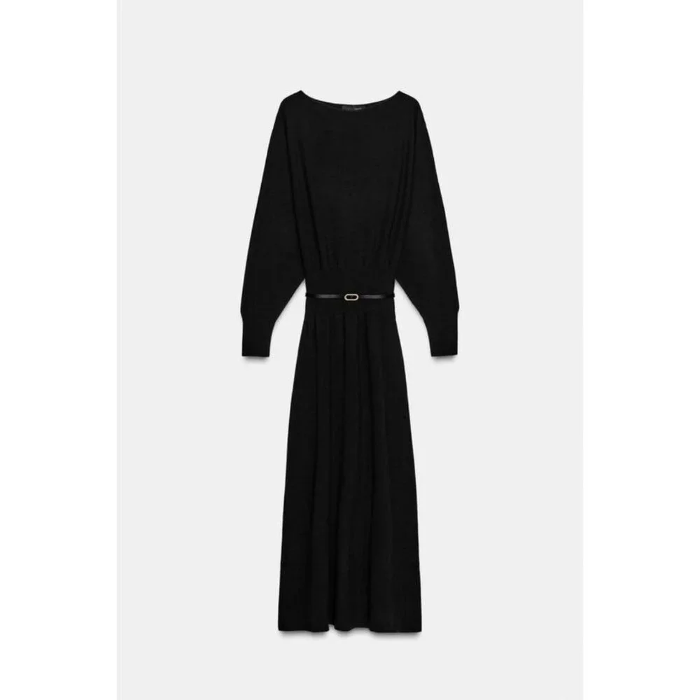 ZARA BELTED MIDI DRESS - Picture 8 of 10
